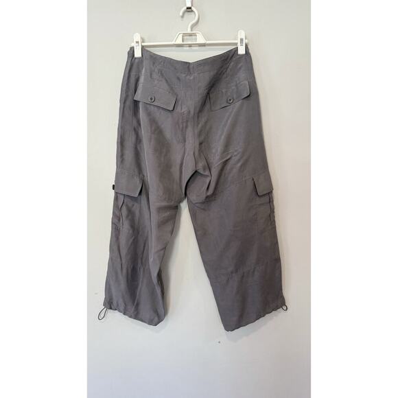 Theory Womens Silk Drawstring Buttoned Cropped Cargo Pocketed Pants Size 4 1749 - Picture 9 of 13
